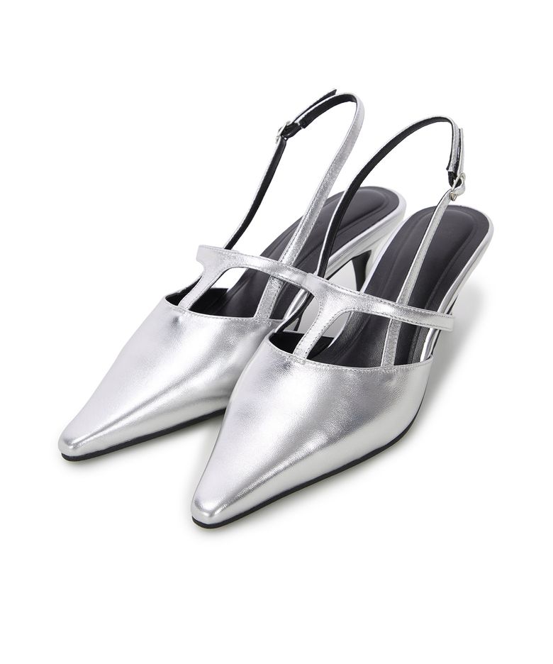 T-strap slingback Silver