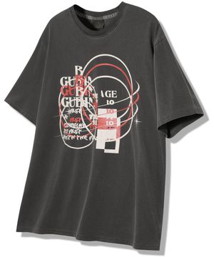 피그먼트 에러 프린트 반팔 티셔츠 - 차콜