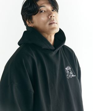 [빅사이즈]포러너스 오버핏 헤비 스웻 후드티 블랙