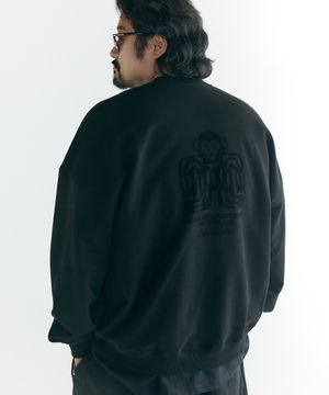 [빅사이즈]스템프 오버핏 헤비 스웻 맨투맨 블랙