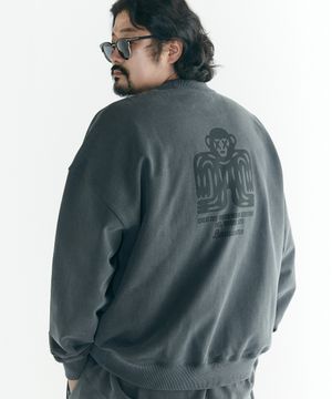 [빅사이즈]스템프 오버핏 헤비 피그먼트 맨투맨 차콜