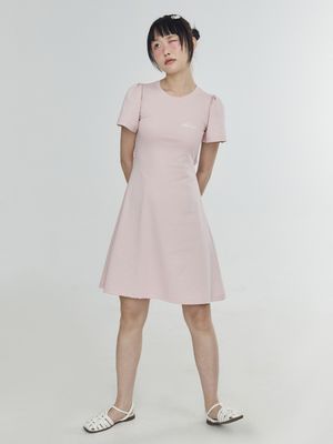 로고 백 트임 원피스 - 핑크