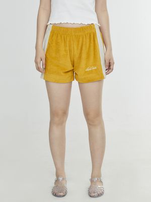 로고 테리 숏 팬츠 - 옐로우