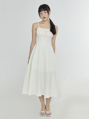 플라워 롱 원피스 - 크림