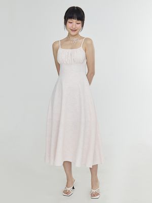 플라워 롱 원피스 - 핑크