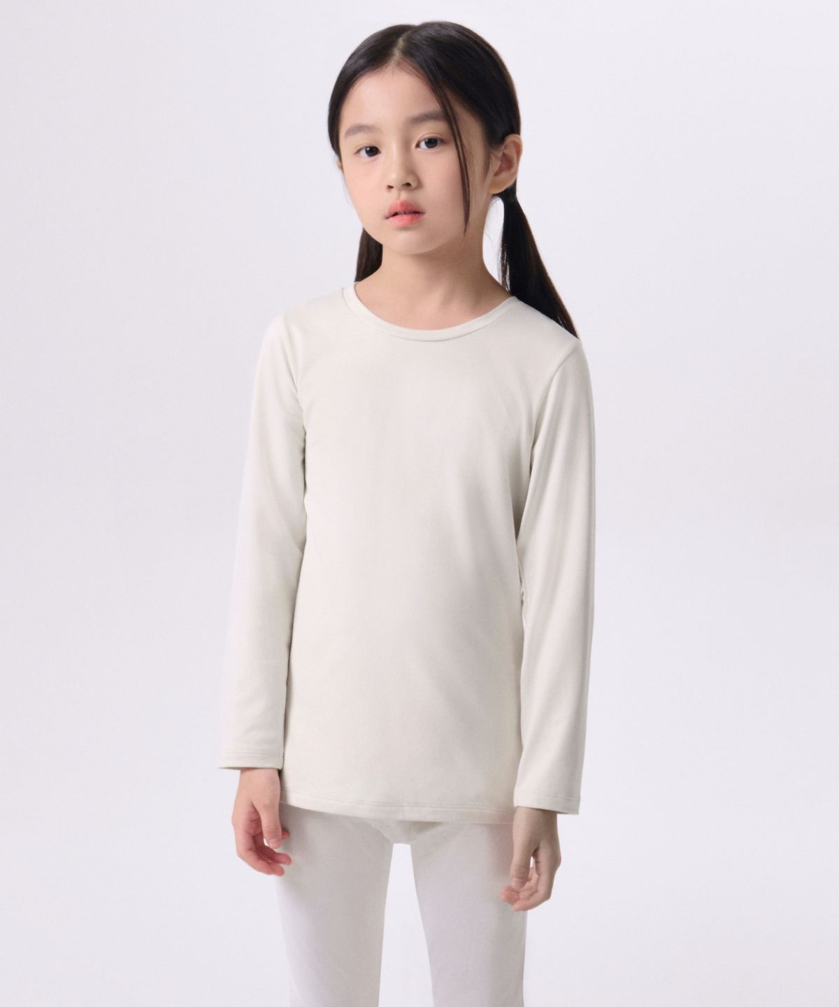 무신사 스탠다드 키즈(MUSINSA STANDARD KIDS) [힛탠다드] 플러스 크루 넥 티셔츠_이너 웨어 [크림]