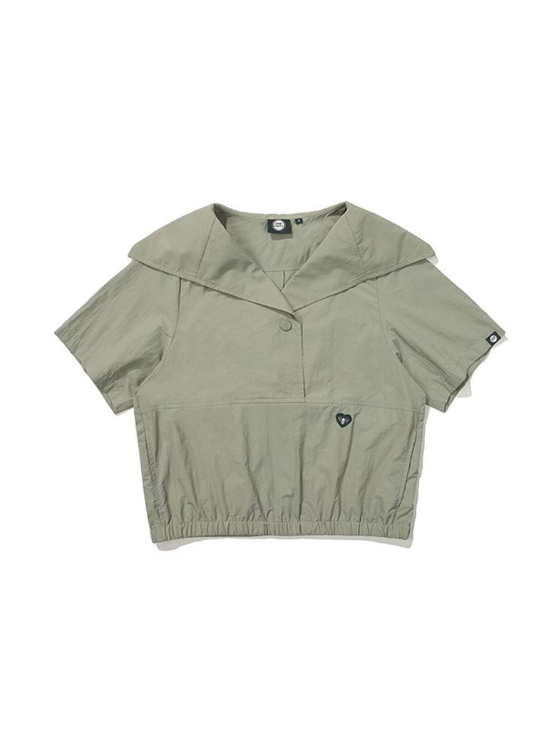 W 세일러 카라 반팔 아노락_Olive