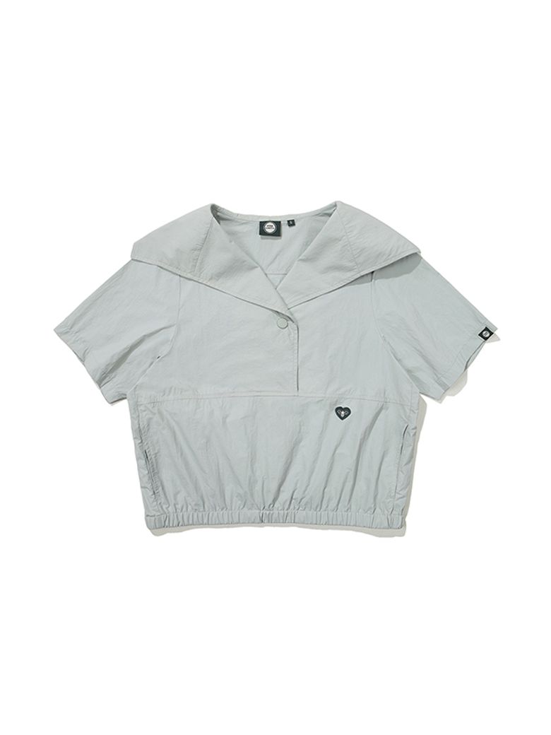 W 세일러 카라 반팔 아노락_Khaki