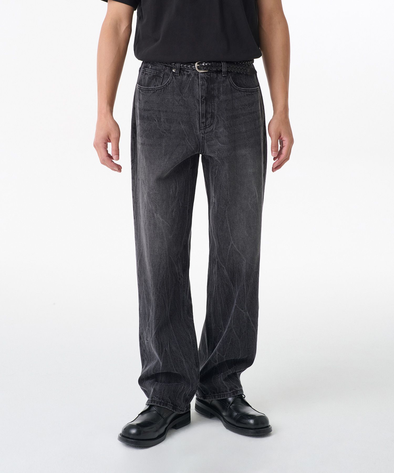 ★MUSINSA STANDARD★ Crease Washed Loose Straight Denim Pant MUSINSA | MUSINSA STANDARD Crease Washed Loose Straight