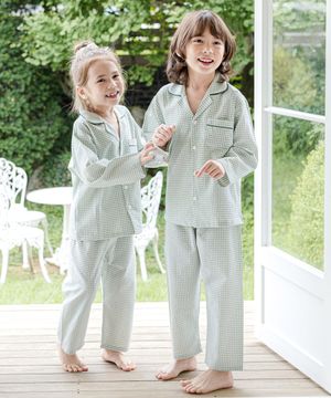 108 민트체크 긴소매 파자마세트