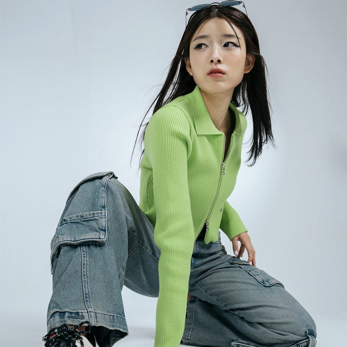 어맵시(AMAPC) 레이덴 투웨이 집업 라임