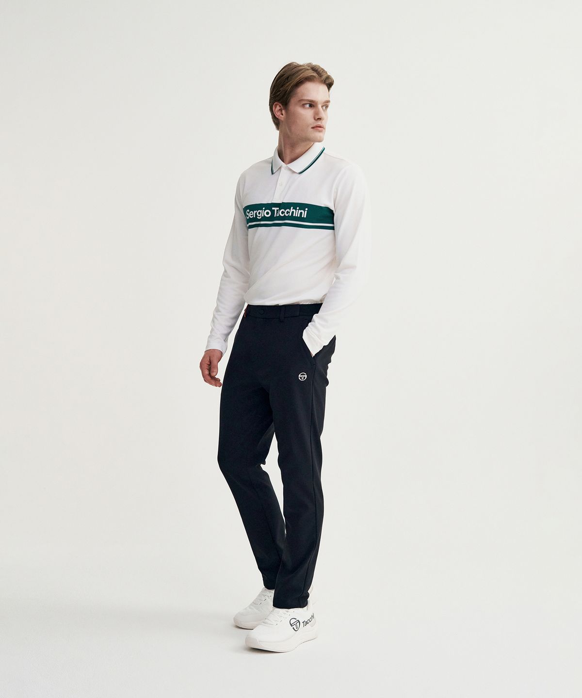 세르지오 타키니(SERGIO TACCHINI) M 플래그 우븐 슬림 스트레이트 팬츠 (Black)