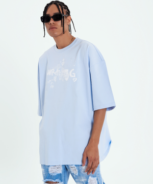 엔와이씨 로고 티셔츠 파우더 블루