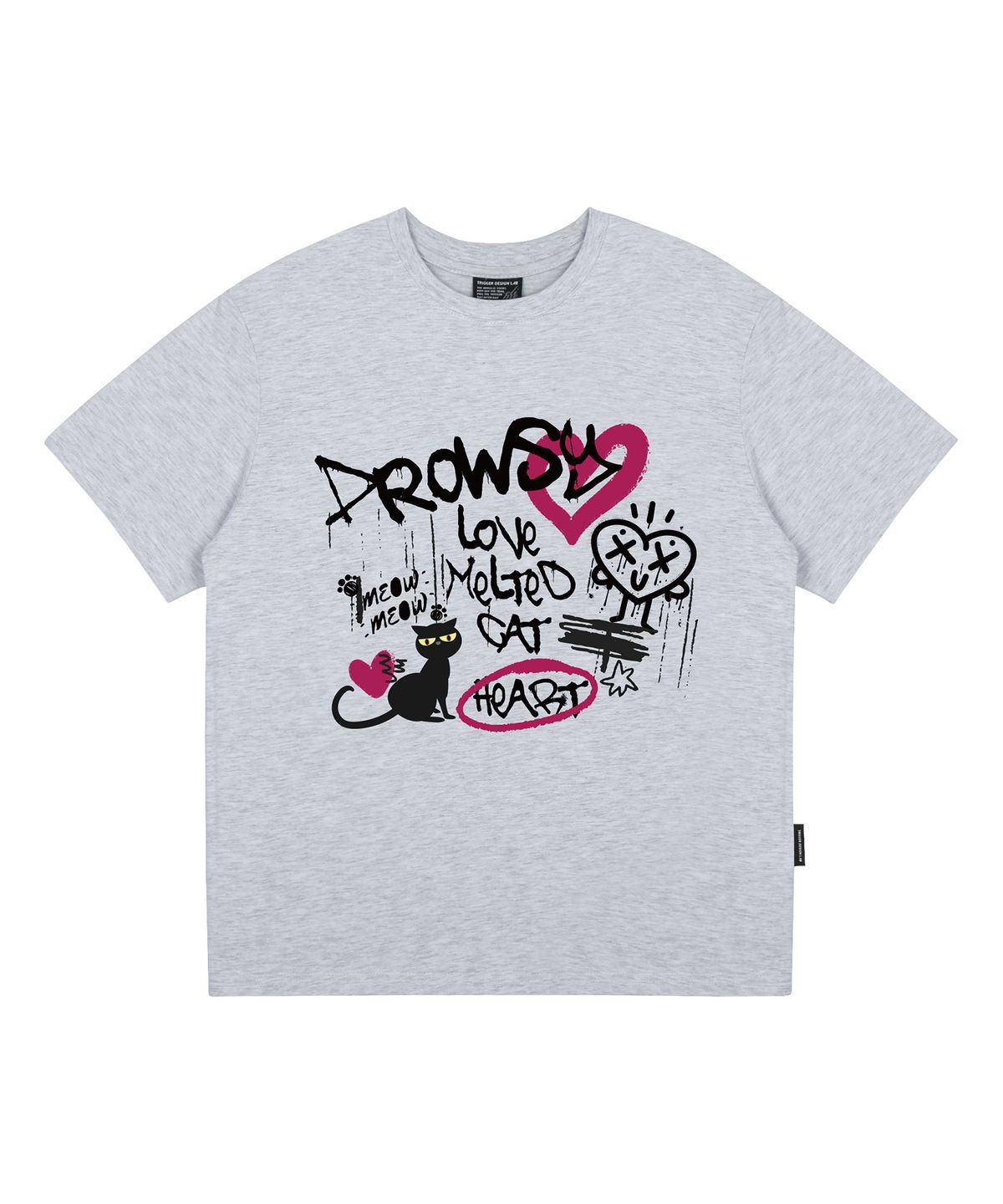 드로우시(DROWSY) DW 드로우시캣 반팔티셔츠 멜란지