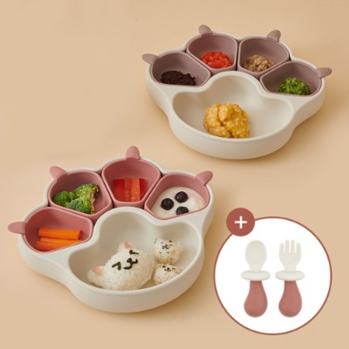 퍼기(FIRGI) 냥냥흡착식판 2colors + 버섯 스푼포크 세트