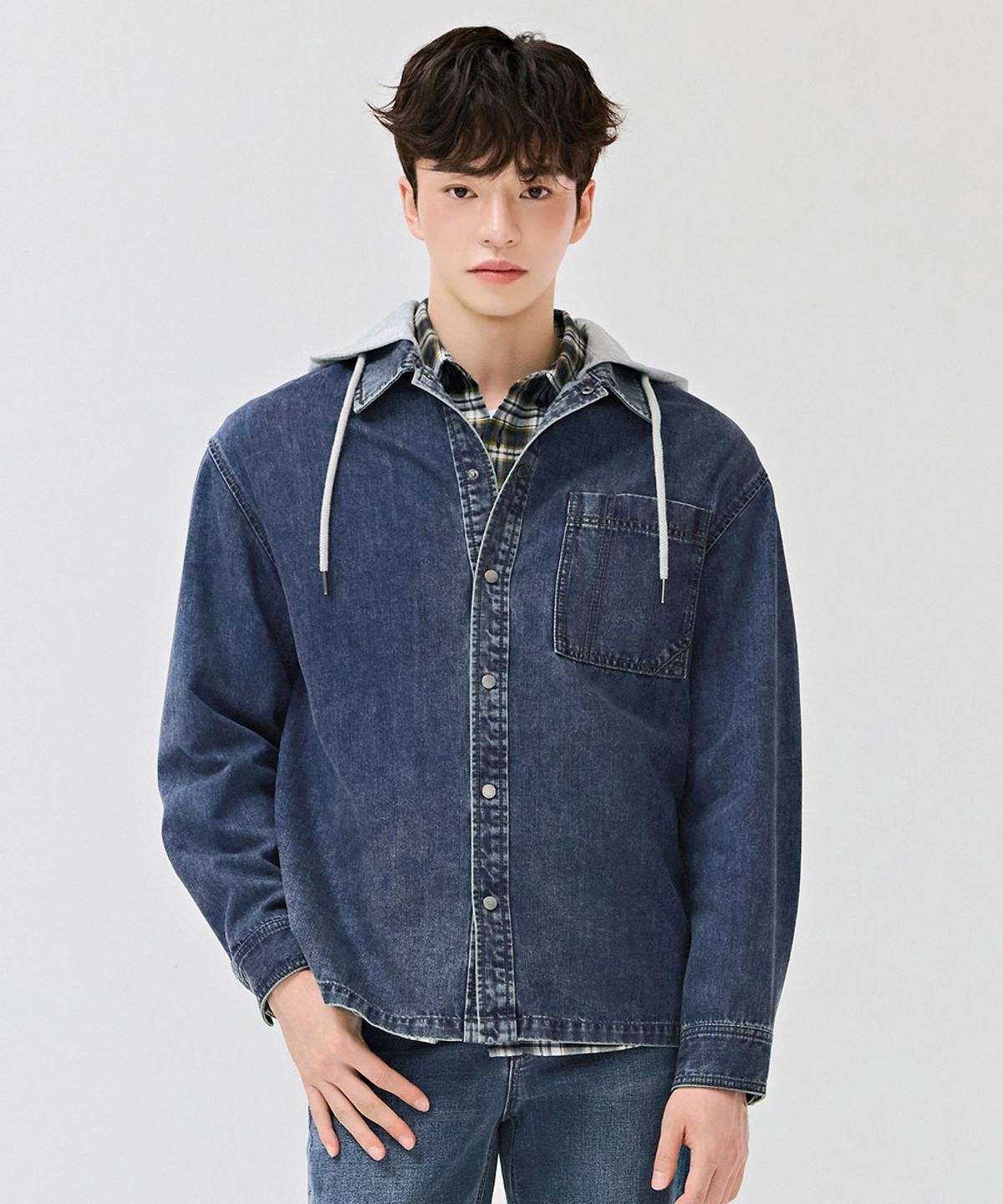 체이스컬트(CHASECULT) 공용 아우터형 후드 데님셔츠-DERU5431B04