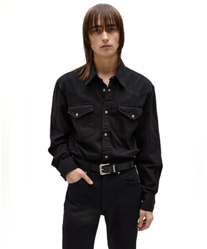 테리 데님 셔츠 퓨어블랙