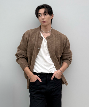 비숍 울 알파카 크루넥 가디건 진저 브라운