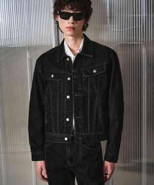 버번 데님 트러커 자켓 벨벳틴 블랙