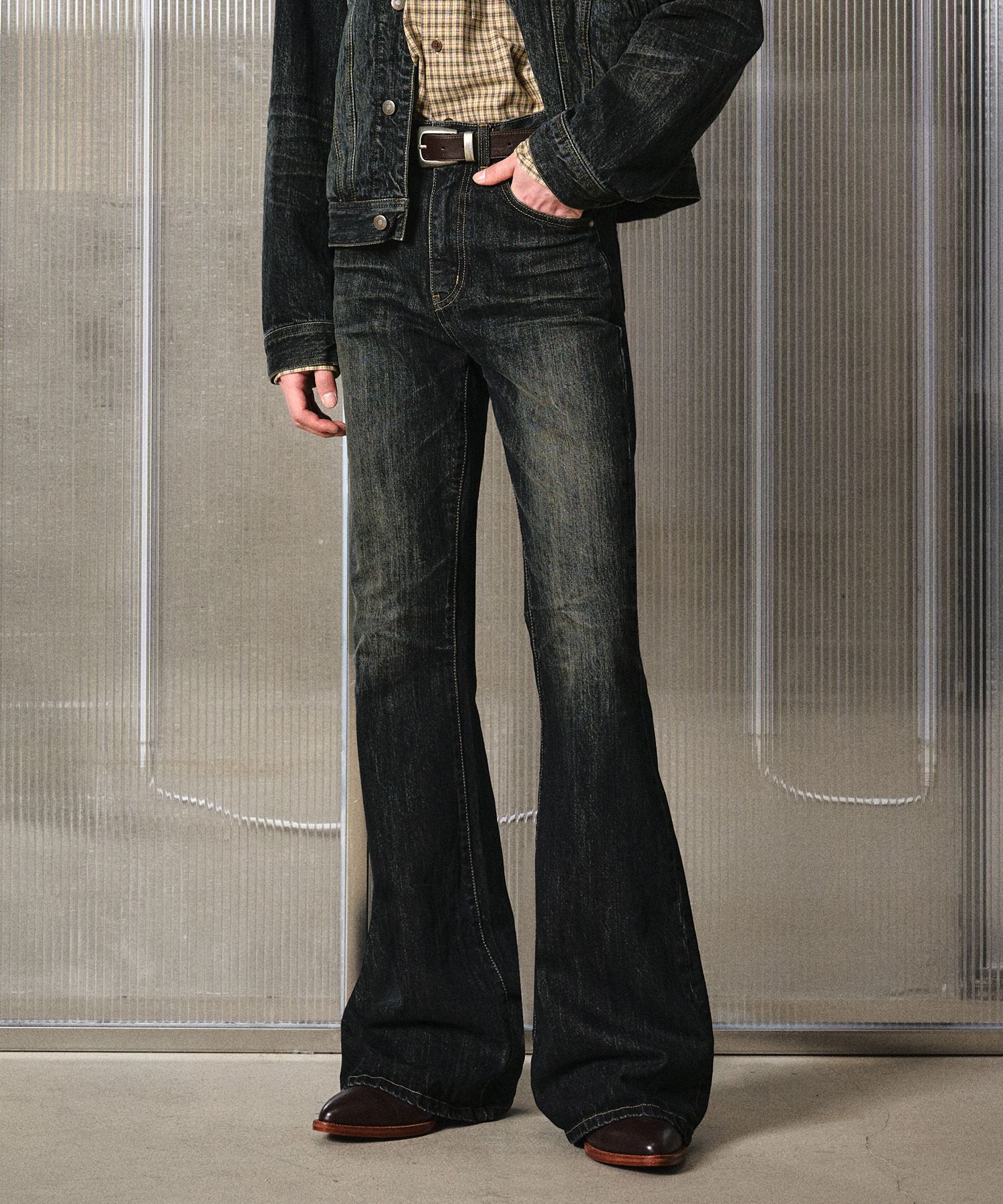 LMOOD ■ Jeanne flare denim MUSINSA | LMOOD Jeanne flare denim blue black