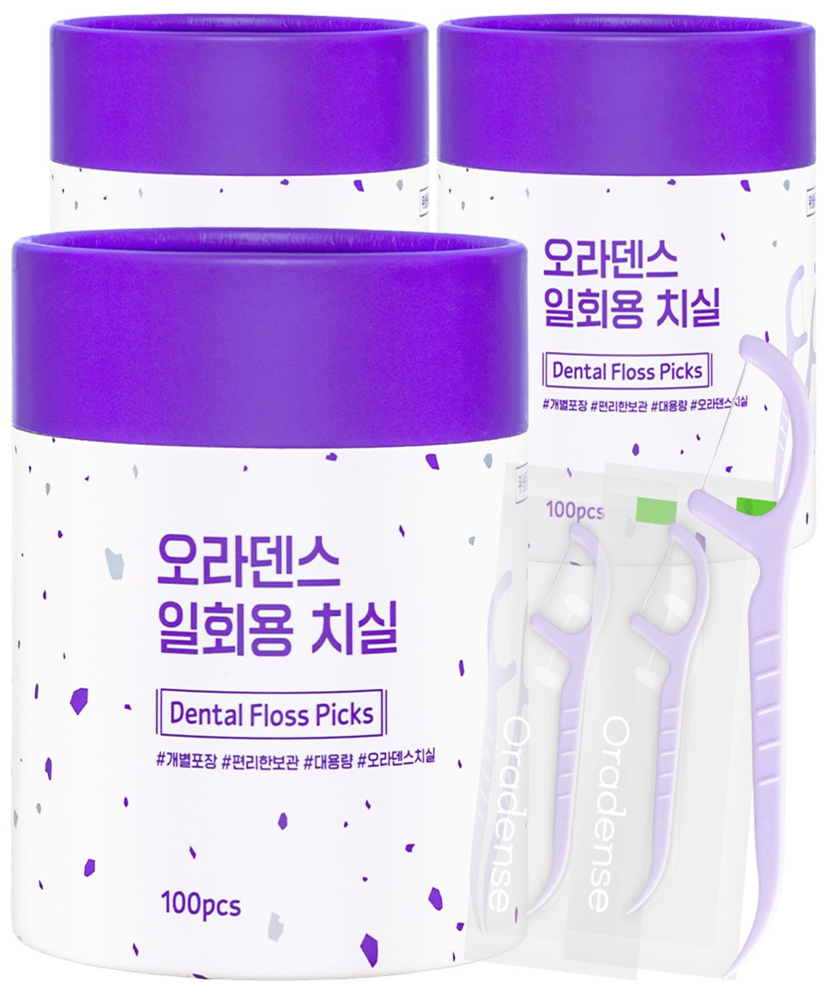 오라덴스(ORADENSE) 개별포장 일회용 치실 Y형 100개입, 3개