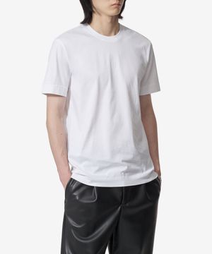 4G 자수 로고 코튼 슬림핏 반소매 티셔츠 - 화이트 / BM716G3YCC100