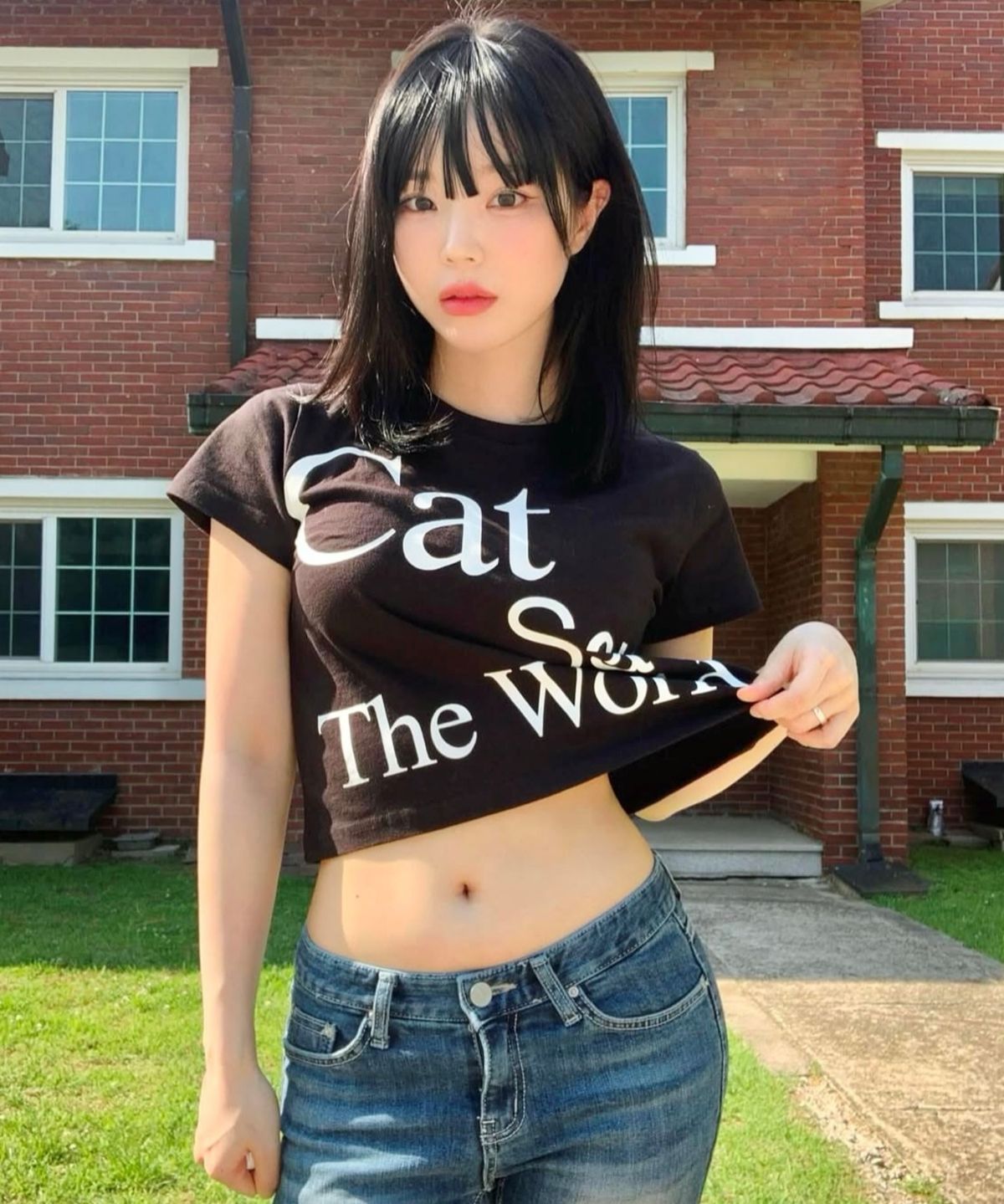 캣세이브더월드(CATSAVETHEWORLD) 레터링 반팔 티 (2컬러)