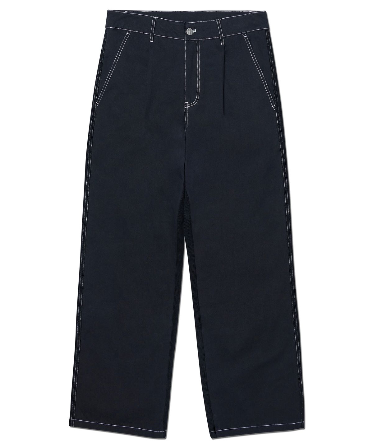 노매뉴얼(NOMANUAL) HALF & HALF CORDUROY PANTS - BLACK