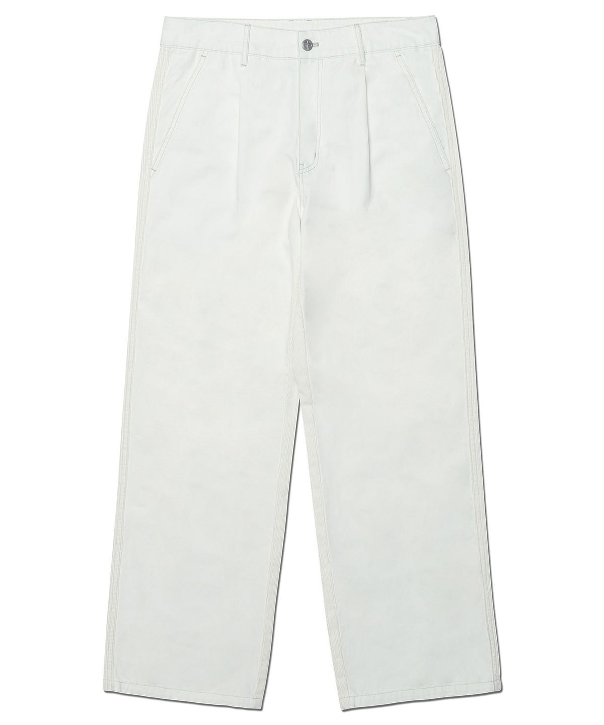 노매뉴얼(NOMANUAL) HALF & HALF CORDUROY PANTS - WHITE