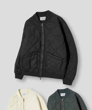 라운드 패디드 퀼팅 자켓-3Color