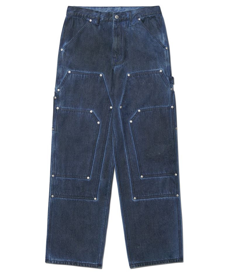 TRIPLE KNEE DYED WORK PANTS - DYED BLUE