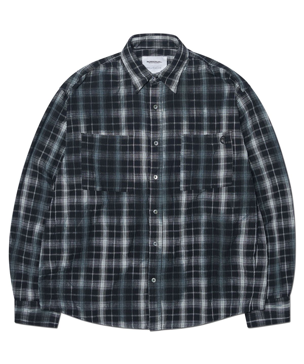 노매뉴얼(NOMANUAL) O.D CHECK SHIRT - BLACK