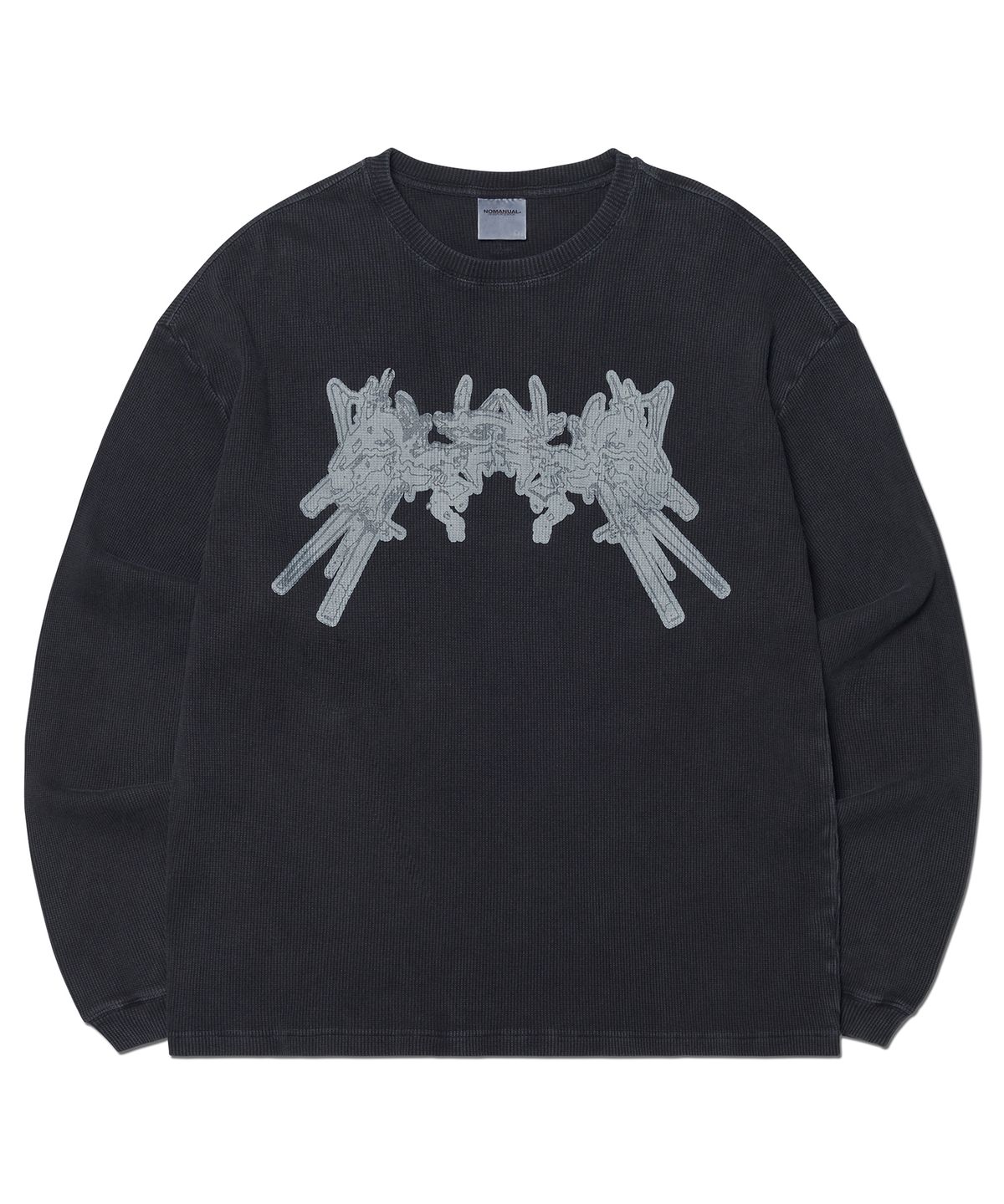 노매뉴얼(NOMANUAL) A.W WAFFLE LONG SLEEVE TEE - WASHED BLACK