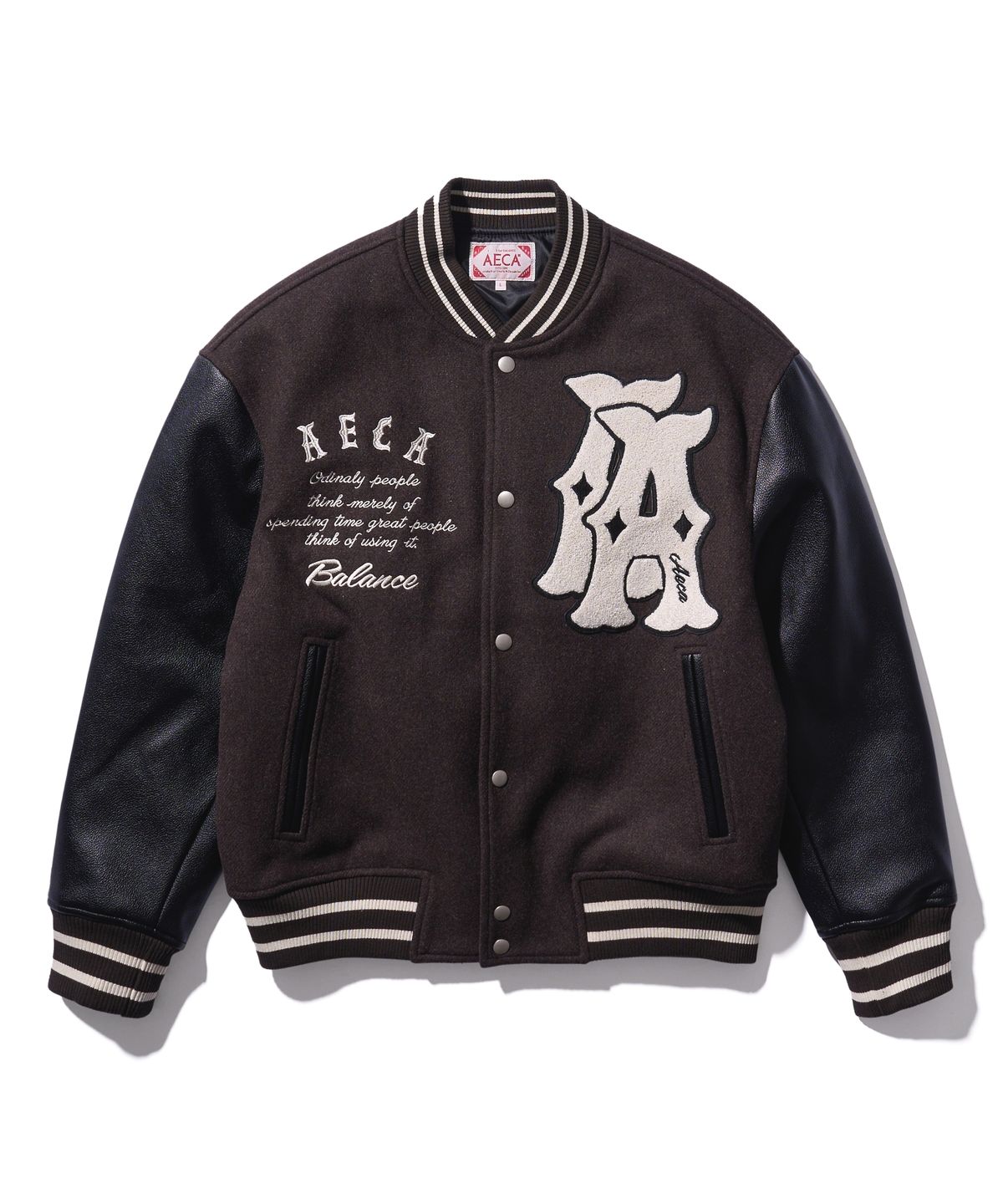 에이카화이트(AECA) DOUBLE A WOOL VARSITY JACKET-BROWN
