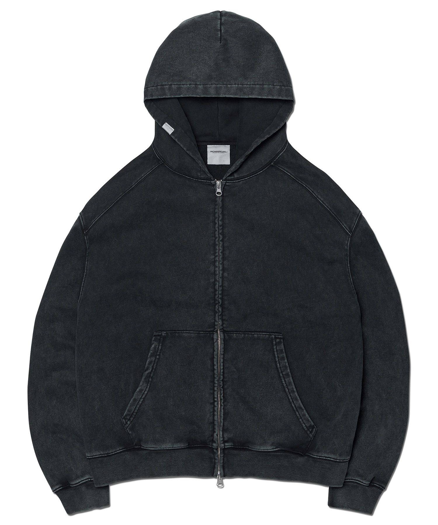 ★NOMANUAL★ ML HOODED ZIPUP WASHED BLACK NM63HD01M1WB MUSINSA | LMC LMC OVERDYED OVAL ZIP-UP HOODIE black