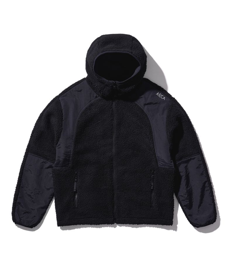 AECA SHERPA ZIP UP HOOD JACKET-BLACK