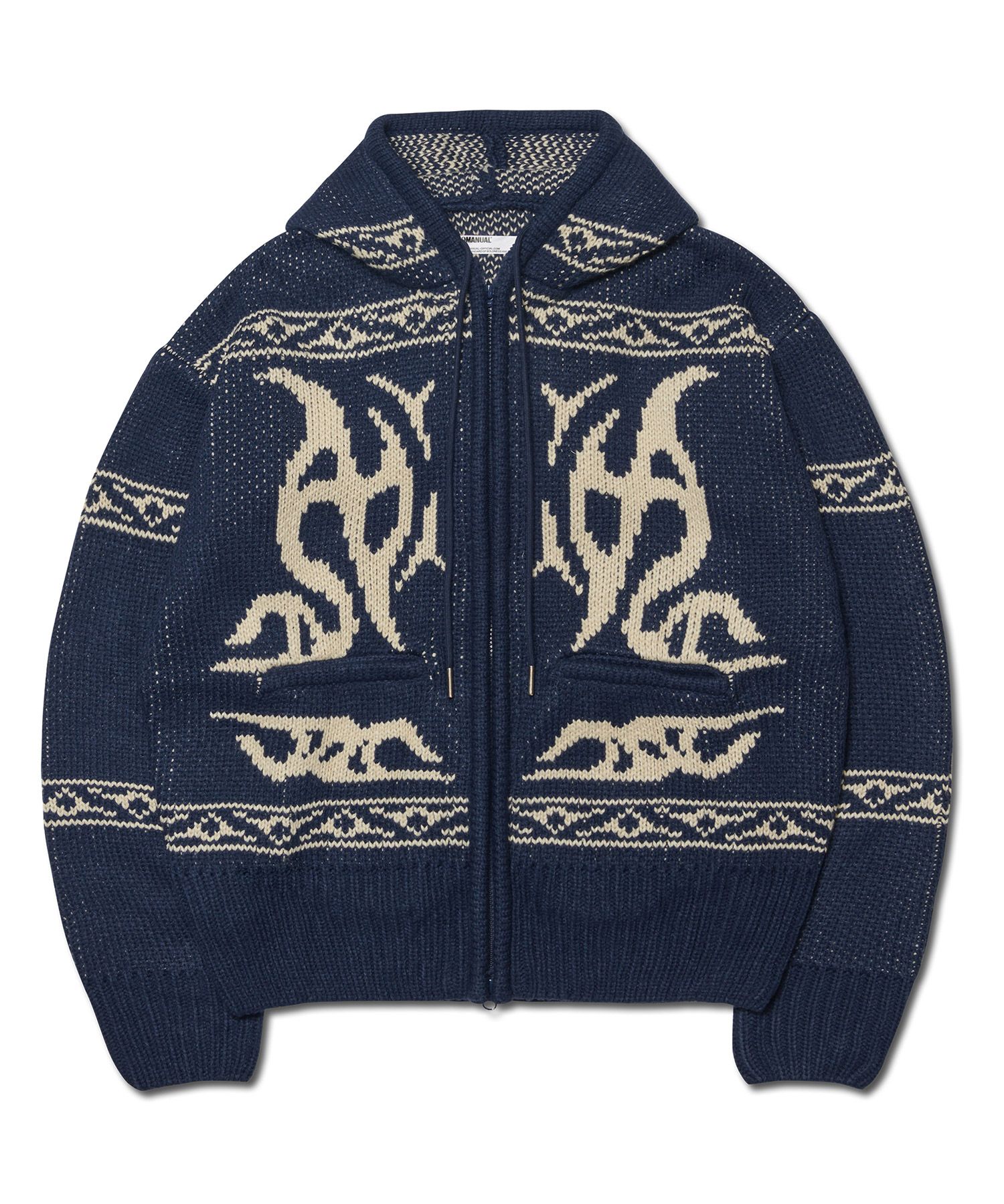 ジャケット・アウター andmary Mary knit cowichan navy ANDMARY】Mary knit cowichan
