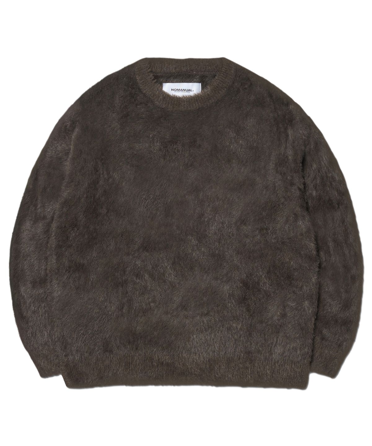 노매뉴얼(NOMANUAL) CROPPED HAIRY KNIT - BROWN