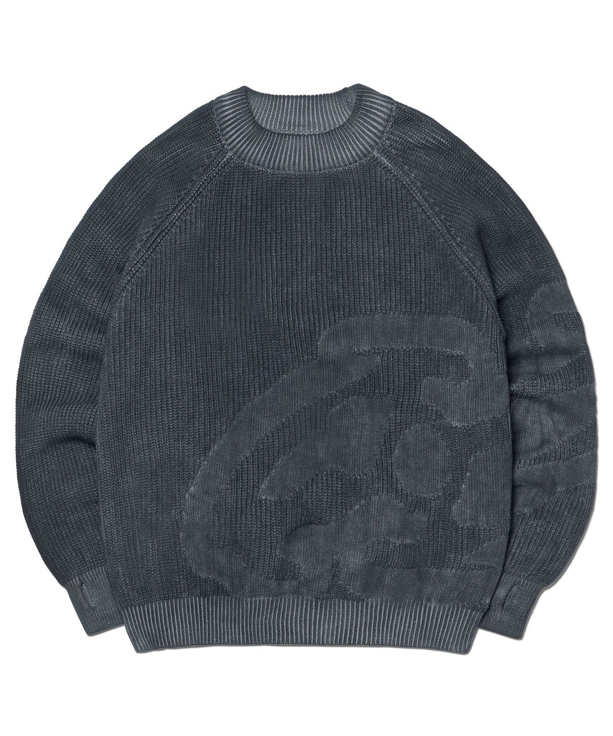 노매뉴얼(NOMANUAL) L.S WASHED KNIT - WASHED BLACK