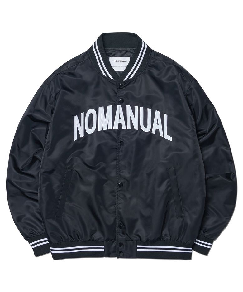 ARCH LOGO VARSITY JACKET - BLACK