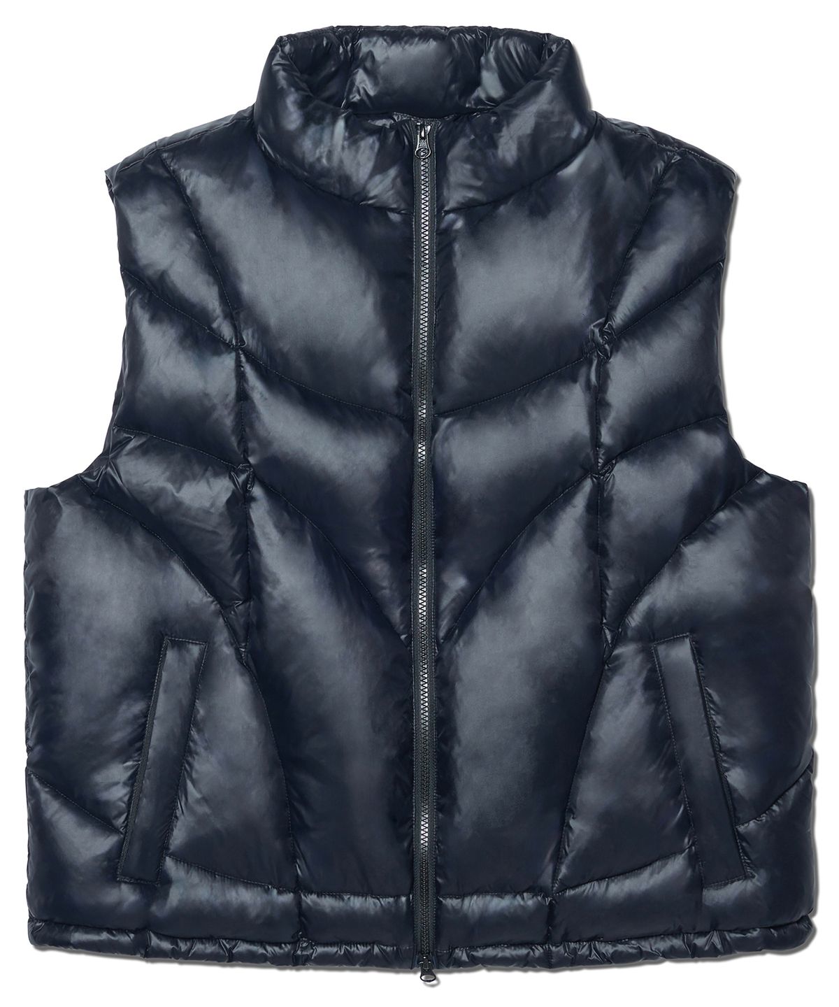 노매뉴얼(NOMANUAL) PARABOLA DUCK DOWN VEST - GLOSSY BLACK