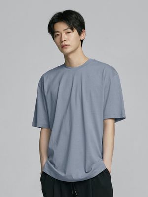 베이직 크루넥 반팔 티셔츠 [ASH BLUE]