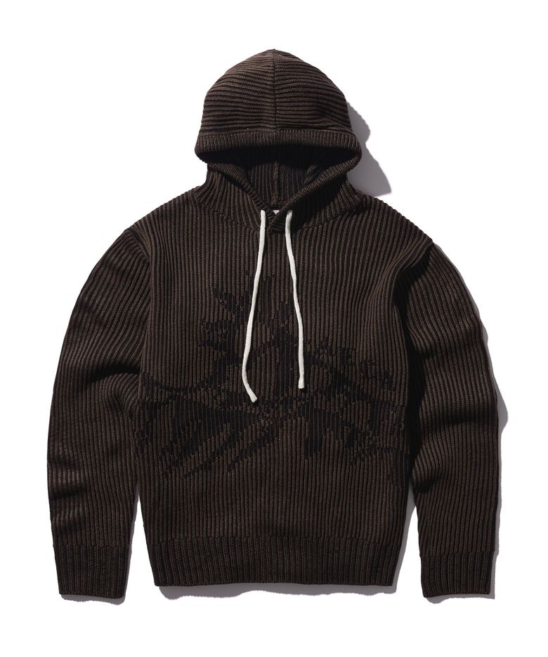 MOUNTAIN TWO TONE HOOD KNIT-BROWN