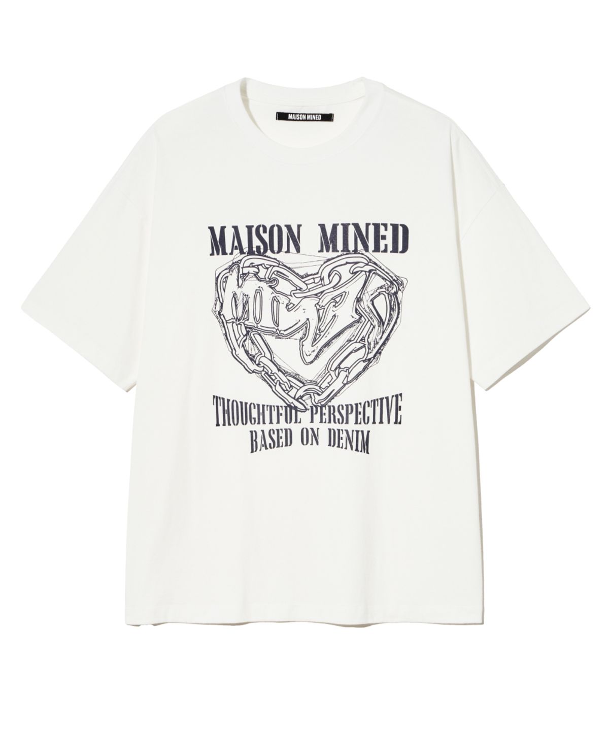 메종미네드(MAISON MINED) DOODLE HEART HALF T WHITE