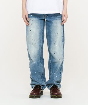 VINTAGE WASHED PAINTED DENIM-BLUE