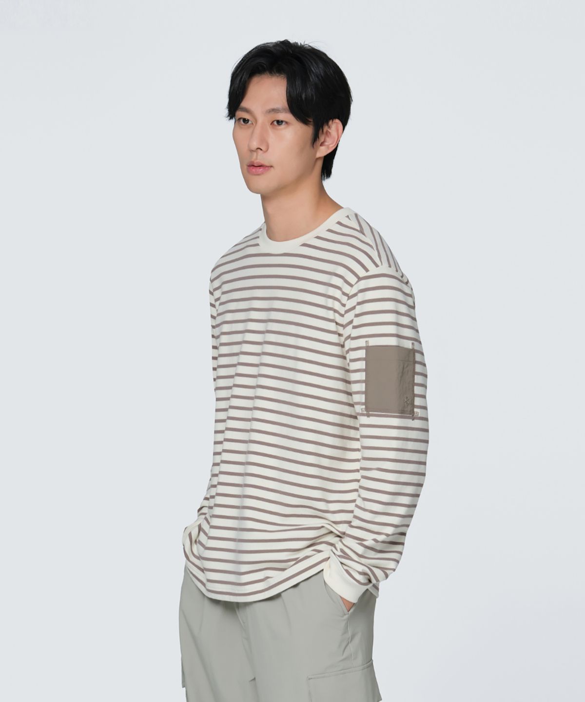 스노우피크 어패럴(SNOWPEAK APPAREL) 스트라이프 긴팔 티셔츠(S24FMFTL12) Cocoa
