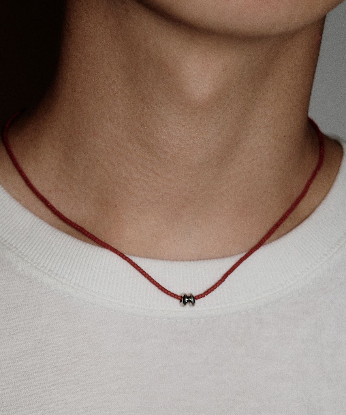 아워피에르(OURPIERRE) 실버 도넛 네크리스 레드 (M)