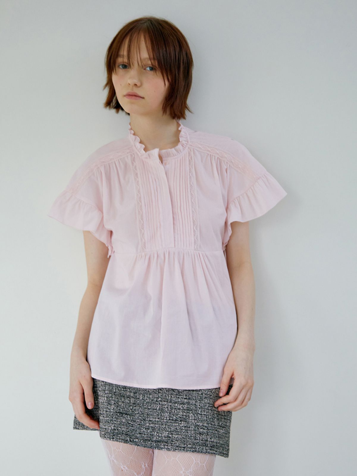 큐피도(KUPIDO) Angel Pintuck Blouse _ Barely Pink