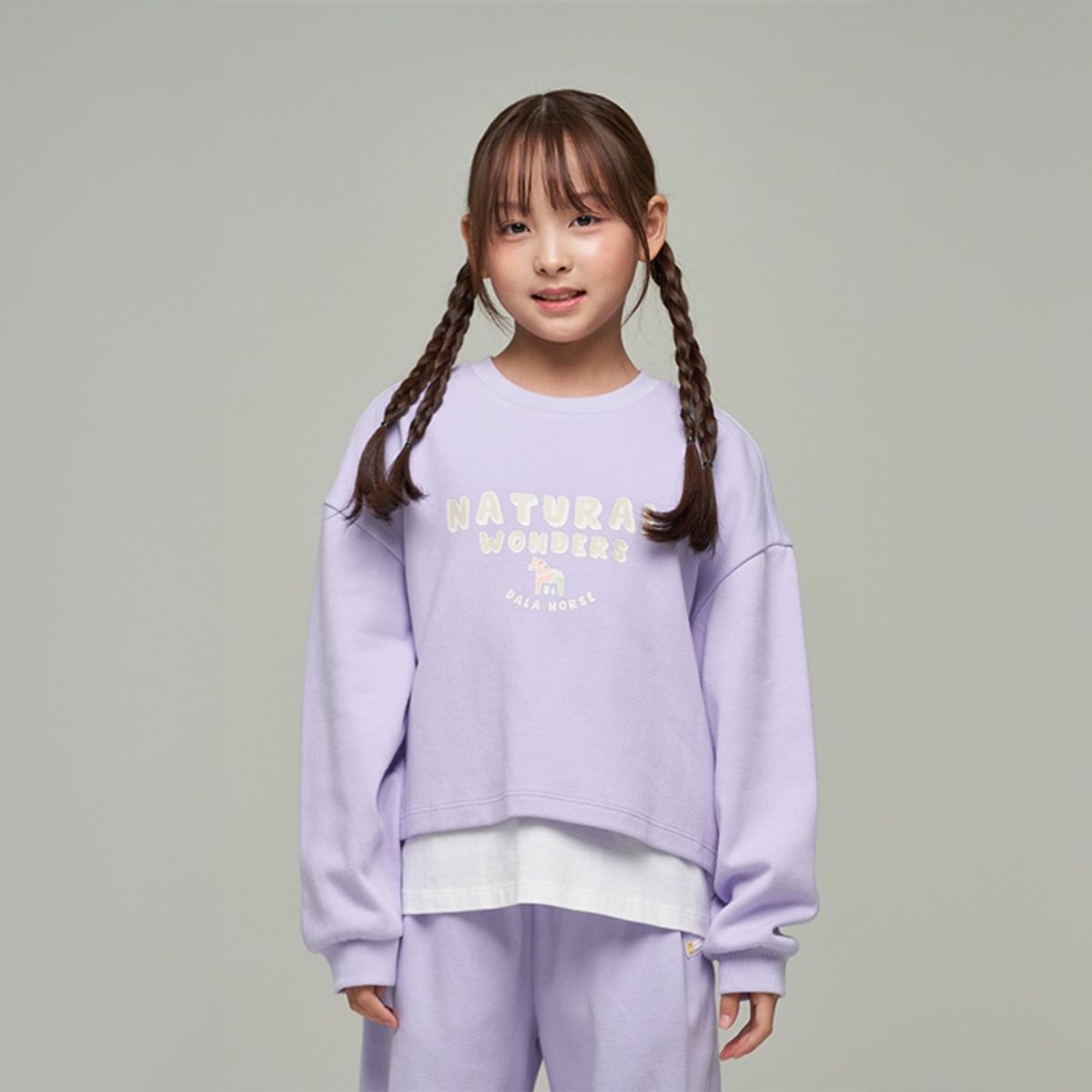내셔널지오그래픽 키즈(NATIONAL GEOGRAPHIC KIDS) K243GSW920 레이어드 맨투맨 LAVENDER