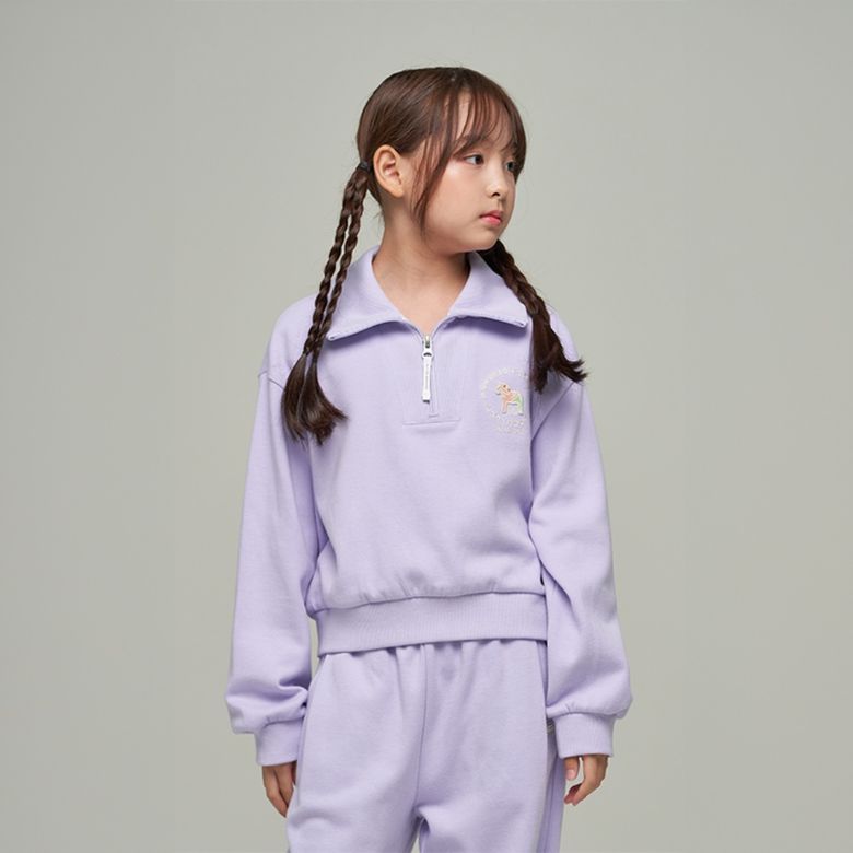 K243GSW910 크롭 반집업 맨투맨 LAVENDER